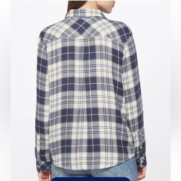 Market and Spruce Amelia Cozy Flannel Plaid Top navy stitch fix NWT in packaging - Picture 2 of 6